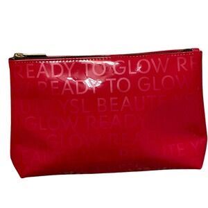 YSL yves saint laurent beaute bag cosmetic perfume toiletry beauty zip pouch red